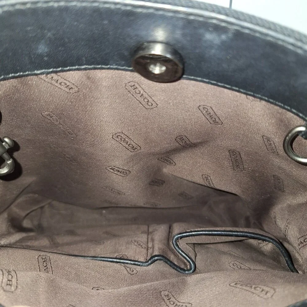 Coach VTG Mercer Y2K Black Twill & Leather Minimalist Shoulder Bag Tote
